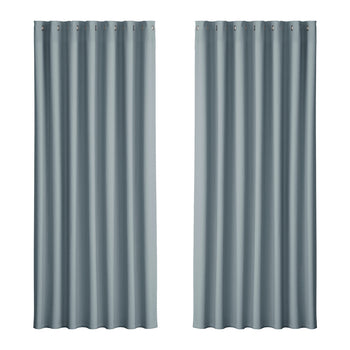 Artiss 2X Blockout Curtains Blackout Window Curtain Eyelet 240x230cm Grey
