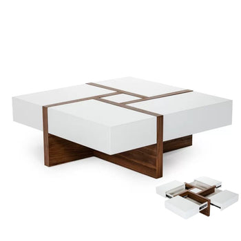 Willow Walnut White And Brown Criss Cross Coffee Table