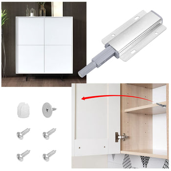 2x Magnetic Push Latches for Cabinets Push to Open Kitchen Hardware for Drawer Cupboard Wardrobe Closet