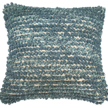 Blue lined tufted cushion cover 45x45 cm