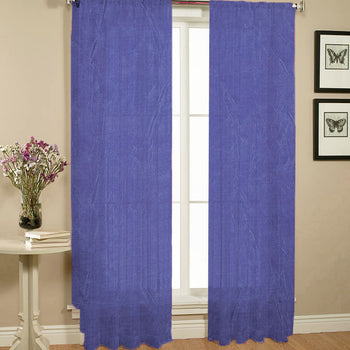 Pair of Crushed Sheer Curtains Blue