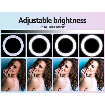 Embellir Ring Light 19" LED 5800LM Black Dimmable Diva With Stand Make Up Studio Video
