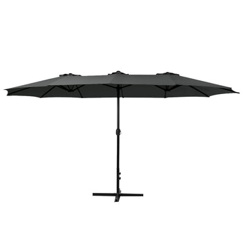 Instahut Outdoor Umbrella Twin Umbrellas Beach Garden Stand Base Sun Shade 4.57m