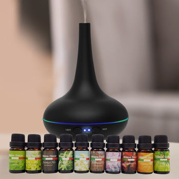 Milano Aroma Diffuser Set With 10 Pack Diffuser Oils Humidifier Aromatherapy - Black