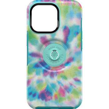 OTTERBOX Apple iPhone 13 Pro Otter + Pop Symmetry Series Antimicrobial Case - Day Trip Graphic (Green/Blue/Purple) (77-84578), Swappable PopTop
