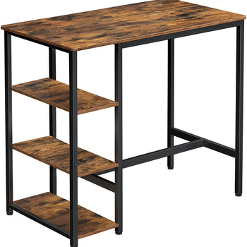 Dining Table with 3 Shelves and Industrial Style Stable Steel Structure,  109 x 60 x 100 cm, Rustic Brown