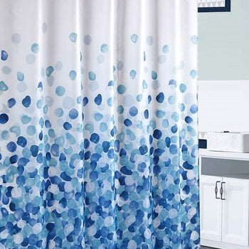 Shower Curtain with 12 Hooks Set Bathroom 180 x 180 cm (Blue)
