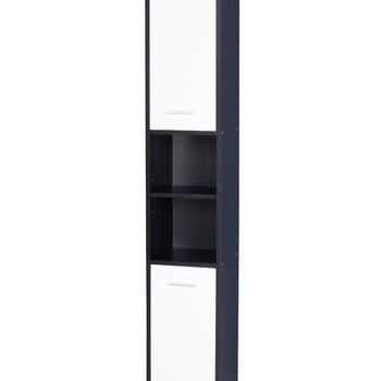 Alto Bathroom Tallboy Narrow High Cabinet With 2 Doors/2 Shleves - Black/White