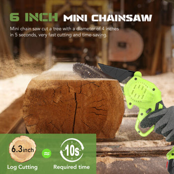 36V 3000W Mini Cordless Chainsaw 2X Battery-Powered Wood Cutter Rechargeable