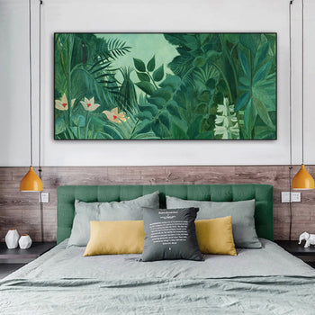 50cmx100cm The Equatorial Jungle Green Forest By Henri Rousseau Black Frame Canvas Wall Art