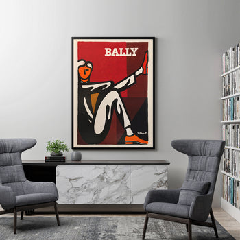 60cmx90cm Bally Man by Villemot Black Frame Canvas Wall Art