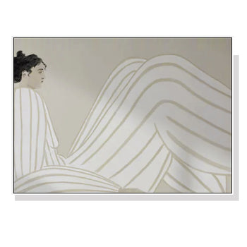 60cmx90cm Abstract Lady White Frame Canvas Wall Art