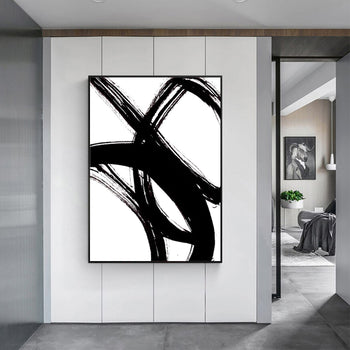 50cmx70cm Minimalist Black Artwork Black Frame Canvas Wall Art