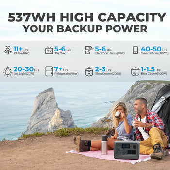 Bluetti EB55 Portable Power Staiotn 700W/537Wh LiFePO4 Battery Backup AU Plug for Home Emergency Outdoor Camping Black
