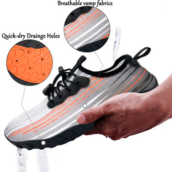 Water Shoes for Men and Women Soft Breathable Slip-on Aqua Shoes Aqua Socks for Swim Beach Pool Surf Yoga (Grey Size US 6.5)
