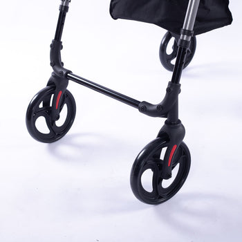 EQUIPMED 4 Wheel Lightweight Rollator Walker, Aluminium Frame, Seat, Carry Bag, for Seniors, Titanium Style