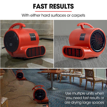 Baumr-AG 3-Speed Carpet Dryer Air Mover Blower Fan, 700CFM, Sealed Copper Motor, Poly Housing
