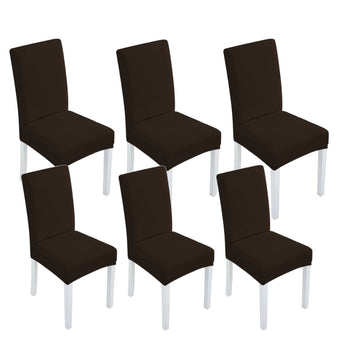 GOMINIMO 6pcs Dining Chair Slipcovers/ Protective Covers (Dark Brown) GO-DCS-104-RDT