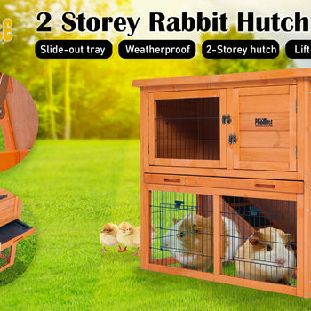 Paw Mate 92 x 45 x 82cm Rabbit Hutch Chicken Coop 2 Storey Cage Run