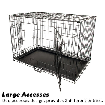 Paw Mate Wire Dog Cage Crate 42in with Tray + Cushion Mat + Blue Cover Combo