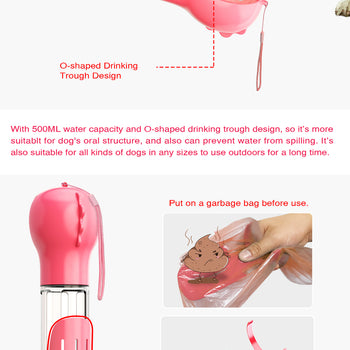 YES4PETS 4 in 1 Portable Pet Dog Puppy Cat Drinking Mug Water Feeder Bottle Valve Travel Bottle Pink