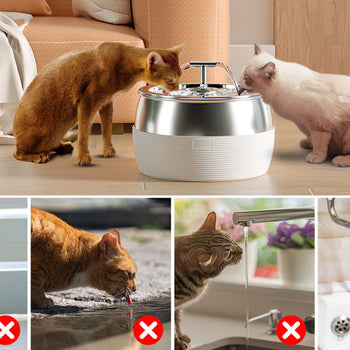 YES4PETS 3L Automatic Electric Pet Water Fountain Dog Cat Stainless Steel Feeder Bowl Dispenser White