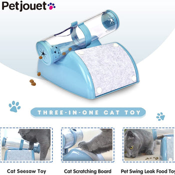 YES4PETS Cat Play Box Kit Pet Toy Kitten Toys Interactive Ball Peek Hunting Toy-Blue