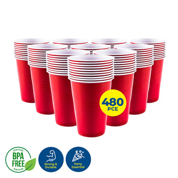 Party Central 480PCE Red Party Cups Disposable Large Rim High Quality 450ml