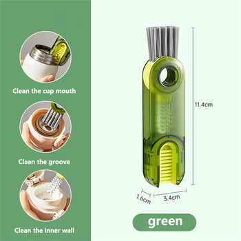 Cleanix Cup Brush Multi-Functional Pacifier Cleaning Brush Device Three-In-One Green