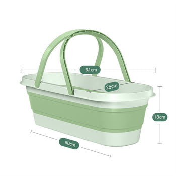 Cleanix Silicone Folding Bucket Household Mop Outdoor Portable Plastic Bucket Grass Green