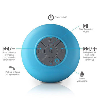 Mobax Mini Portable Large Suction Cup Bluetooth Speaker Stereo Music Outdoor White