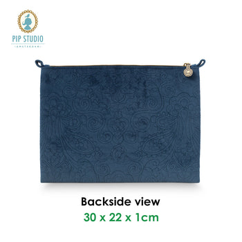 PIP Studio Velvet Quilted Dark Blue Large Cosmetic Flat Pouch
