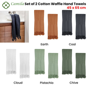 J Elliot Home 400GSM Camila Set of 2 Cotton Waffle Hand Towels 45 x 65 cm Pistachio
