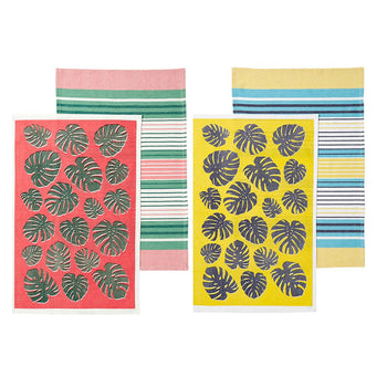 Ladelle Set of 4 Bahamas Kitchen / Cleaning 100% Cotton Tea Towels Mix